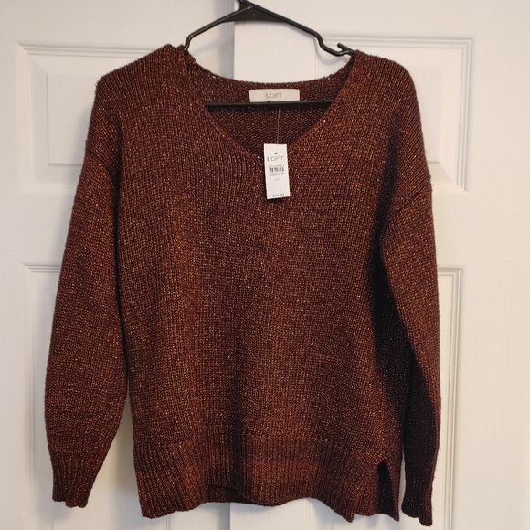 NWT! NEVER WORN! Loft metallic Brown Sweater - Picture 1 of 6